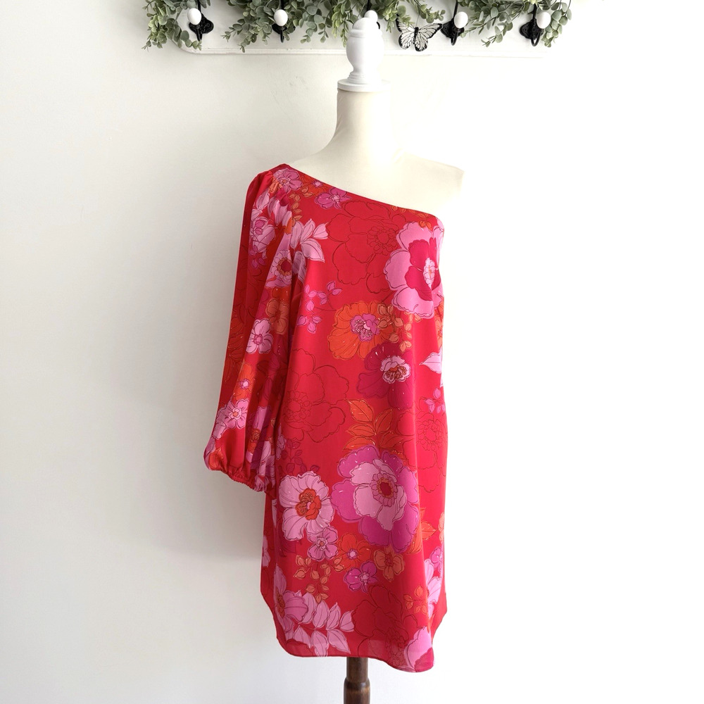 Trina Turk Women's Pink Admirable One-Shoulder Floral Dress Size 6 NEW EE3199 - Picture 2 of 6
